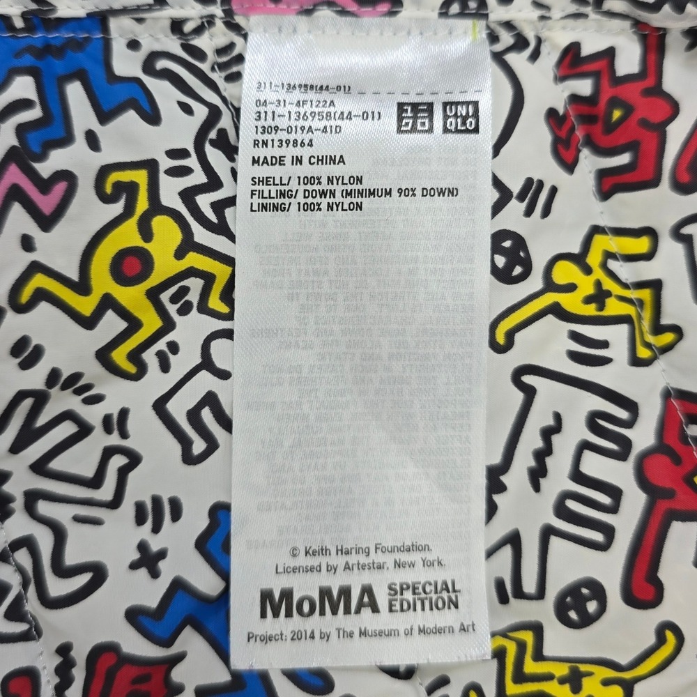 Uniqlo MoMA Keith Haring Silver Puffer Jacket Down Hooded 2014 Special Edition 8 - Picture 6 of 13